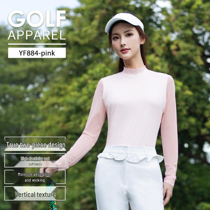 

Женская спортивная одежда для гольфа Весна/Лето 2026: Дышащий комплект из двух предметов: футболка с длинным рукавом и топ Medium вишневый розовый