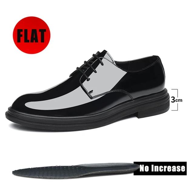 Neue Herren 6/8cm Derby Schuhe Lackleder Höhensteigerung Herren Anzugschuhe Formell Aufzug Business Lift Schuhe Glänzendes Obermaterial 42 black