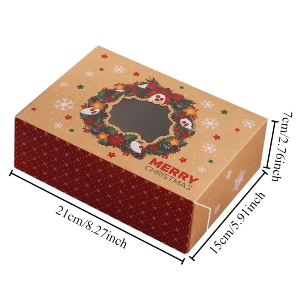 5/10/20 Stück Weihnachts-Süßigkeitenbox PVC-Fenster Keksbox Lebkuchenbox Navidad Natal Noel Frohe Weihnachten Dekoration für das Neue Jahr 2025