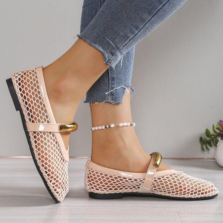 

Large size hollow bag heel fashion sandals spring new metal buckle European and American style ballet shoes 43