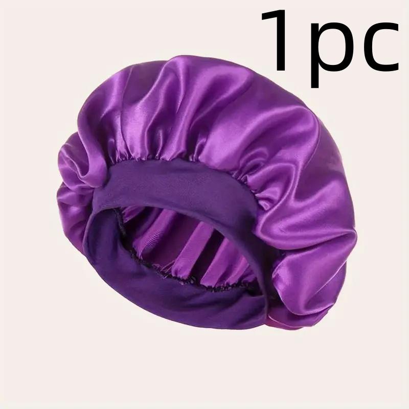 Luxurious Satin Sleep Cap Soft Wide Brim Nightcap Unisex Night Sleeping Bonnet with Wide Elastic Band Bath Hat For All Hair Type