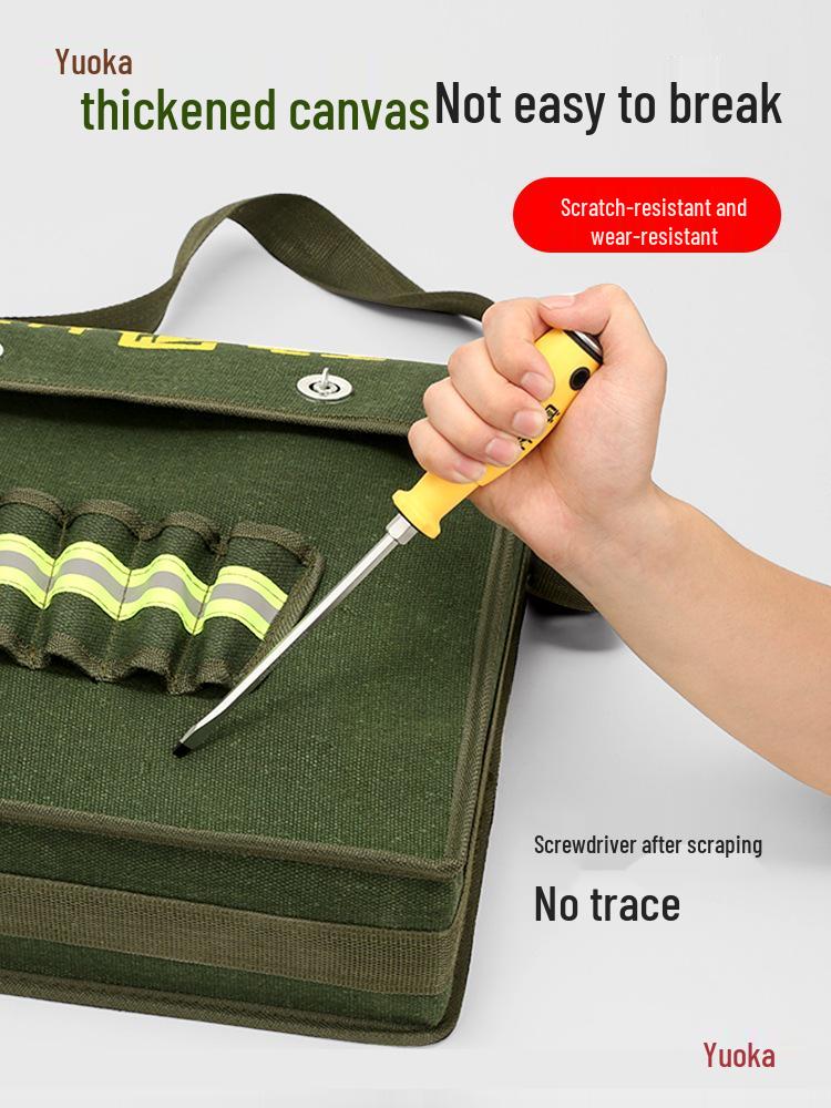 Multifunctional Electrician Crossbody Tool Bag - Canvas, Extra Thick with Large Capacity Pockets for Men