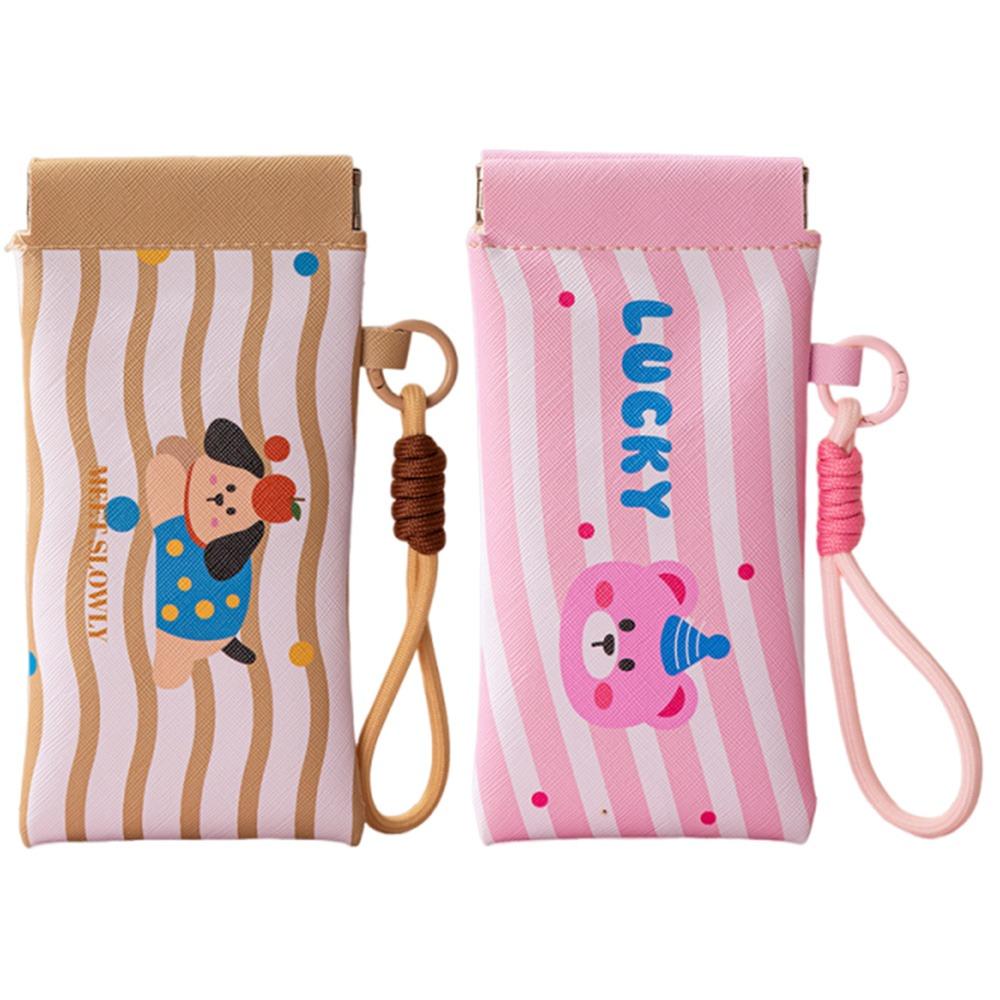 2Pcs Dustproof Self-closing Glasses Storage Bag Cartoon Sunglasses Protective Cover  Travel