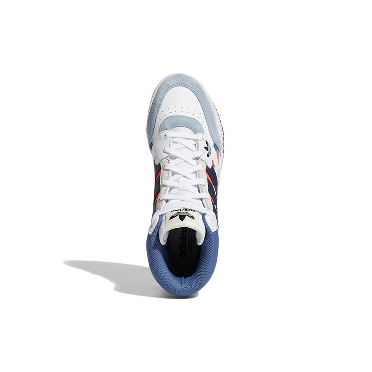 Adidas Originals Drop Step Fabric Synthetic Leather Slip Resistant Durable High Top Skate Shoes Unisex Skate Shoes White Blue GV9448