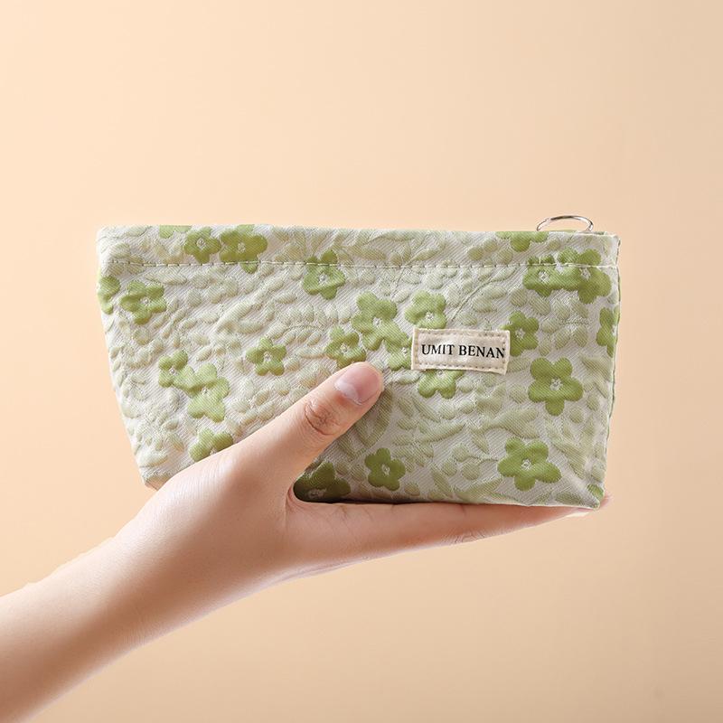 

Ramie Cotton & Linen Embroidered Cosmetic Bag - Portable Canvas Storage for Lipstick, Skincare & Toiletries