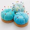 Creative Pumpkin Pin Cushion Solid Color Pumpkin Shape Pumpkin Shape Needle Pincushions with Wooden Base DIY Craft