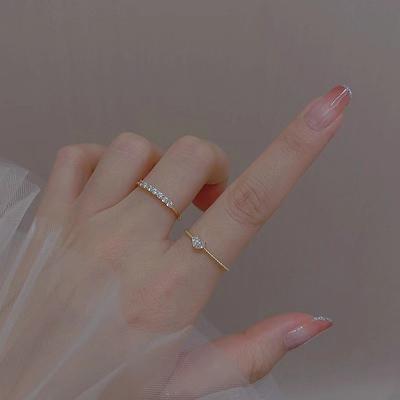 2Pcs Luxury Zircon Heart Rings Set For Women Opening Adjustable Weave  Ring Engagement Wedding Jewelry  Gifts