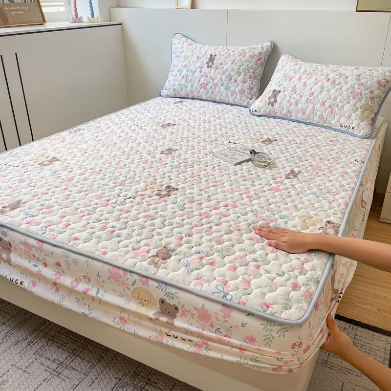 Quilted Mattress Cover Simple Print Bed Cover Thickened Fitted Sheet Home Elastic Bed Linen fundas de colchón (No Pillowcase)