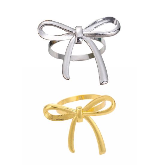 Bow Knot Napkin Ring Elegant Alloy Napkin Holder Reusable Napkin Ring for Wedding Table Decoration Baby Shower Anniversaries