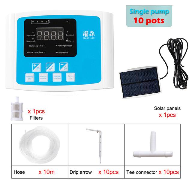 Solar Irrigation System Garden Automatic Drip Irrigation Kit Watering Timer Device Plant Irrigation Controller