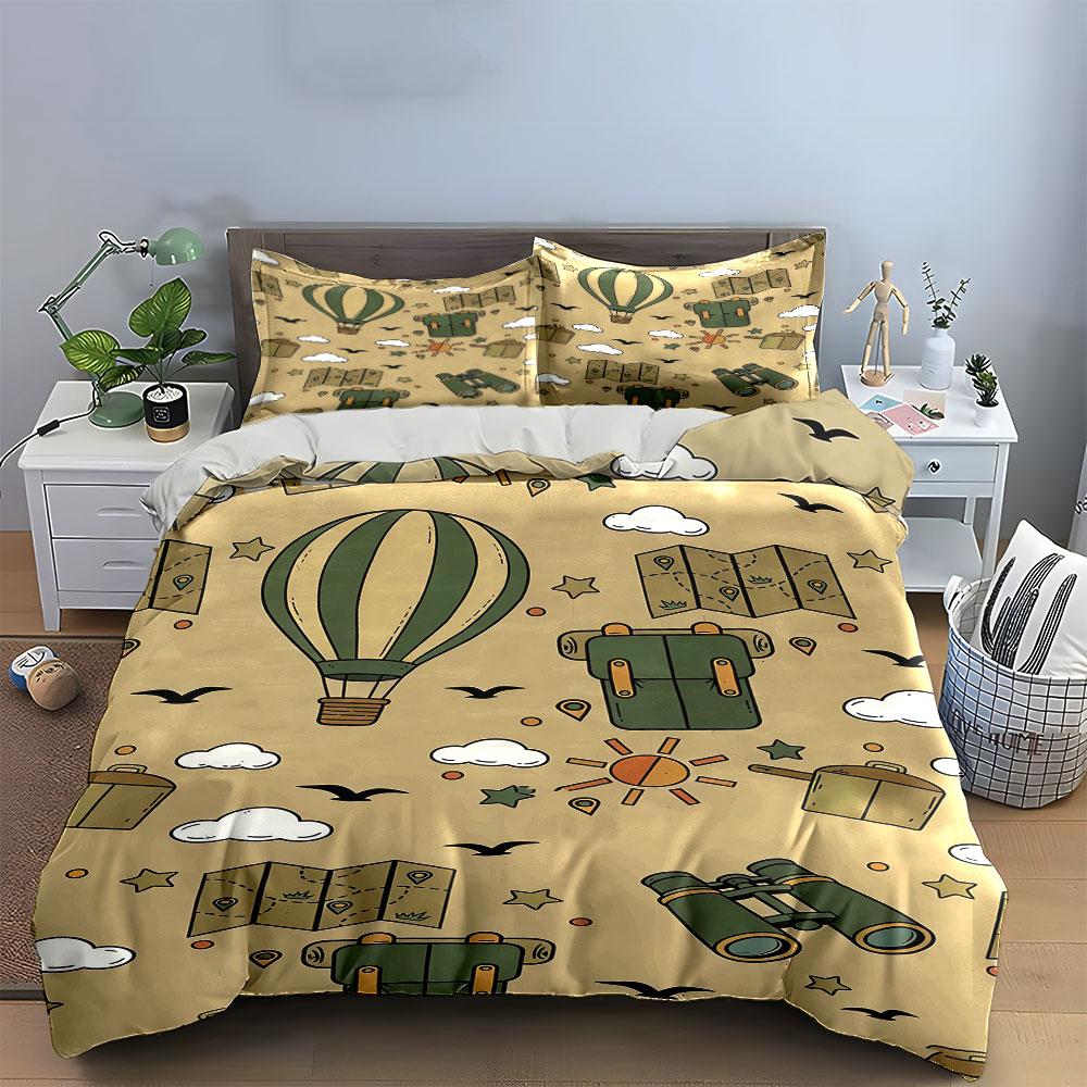 Green Hot Air Balloons. Bedding Sets Duvet Cover Sets Duvet Covers Pillowcases(1 * Duvet Cover 2 * Pillowcases Without Duvet Insert)