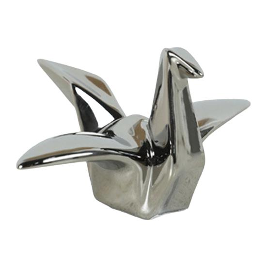 Geometric Origami Cranes Figurine, Modern Cranes Sculpture, Minimalist Shelf Accent, Nordic Creative Cranes Sculpture for Desk серебряный