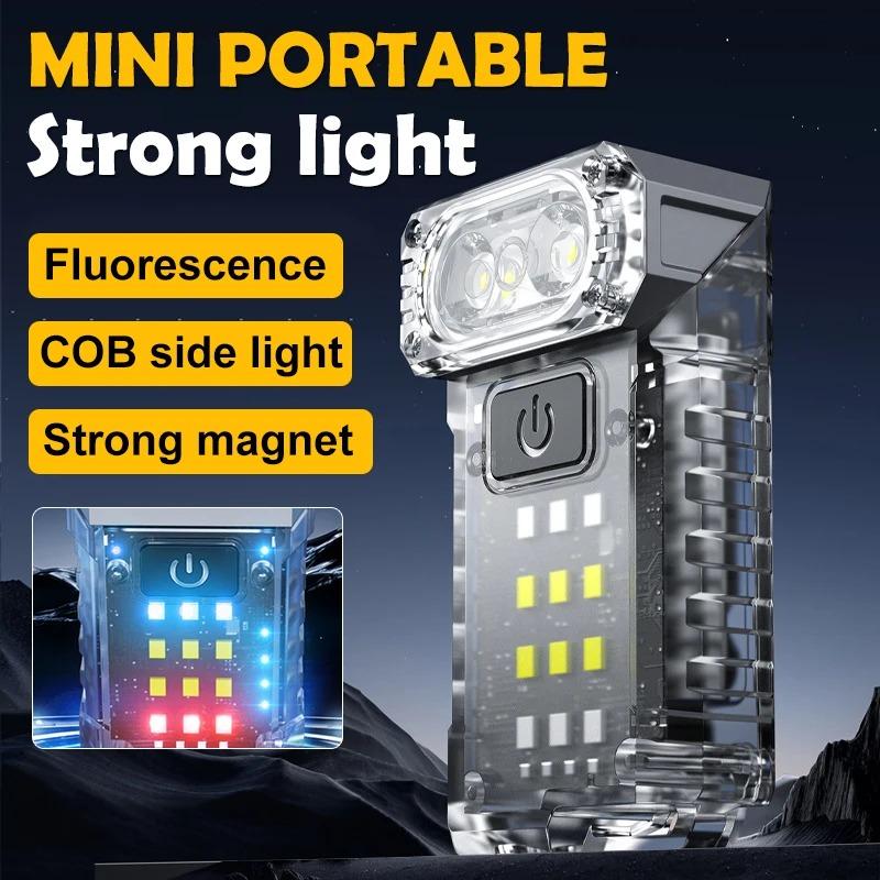 

BORUiT EDC UV LED Fluorescence Flashlight Type-C Rechargeable Rotatable Torch Work Light with Clip Magnet Camping Pocket Lantern 1PC