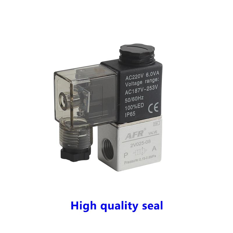 2V025-08 06 Pneumatic Solenoid Valve - 2 Way 2 Position Normally Closed NC 1/4 Port Air Control Valve 12V 24V 110V 220V AC DC