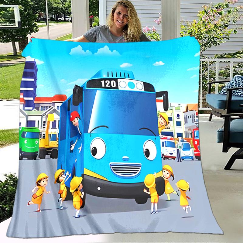 1 pezzo Coperta Tayo il Piccolo Autobus Design Stampato, Coperta Leggera per Divano, Letto - Morbida e Calda, Regalo per Tutte le Stagioni come Natale, Halloween