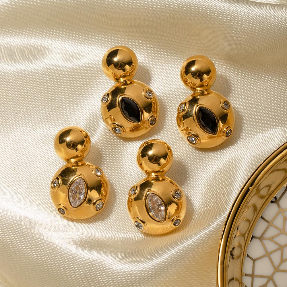 

JD Designer 18K Gold Stainless Steel Double-Layer Teardrop Earrings for Women