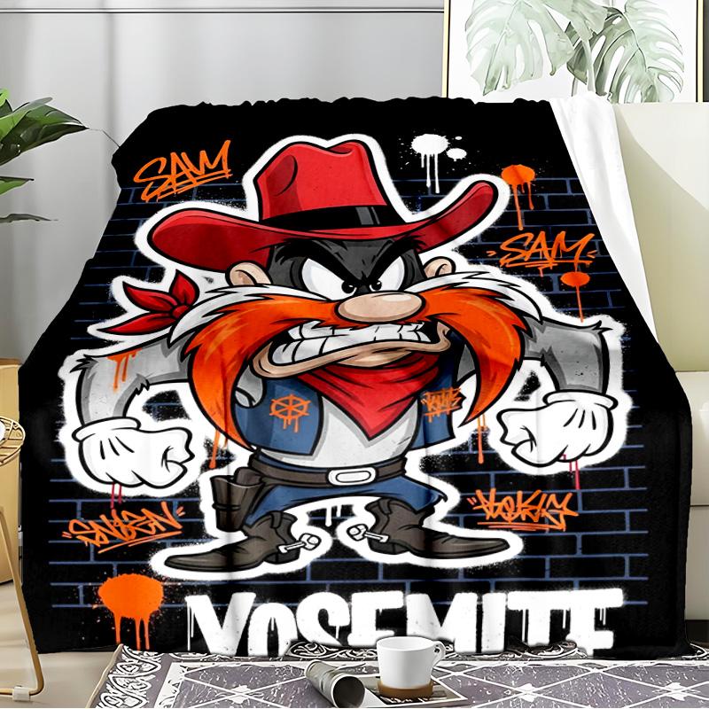 Tazma-nian Devil Spray Art Blanket Flannel Throw for Sofa, Indoor, Camping, Living Room, Office, Chair, And Bed Soft Birthday Gift