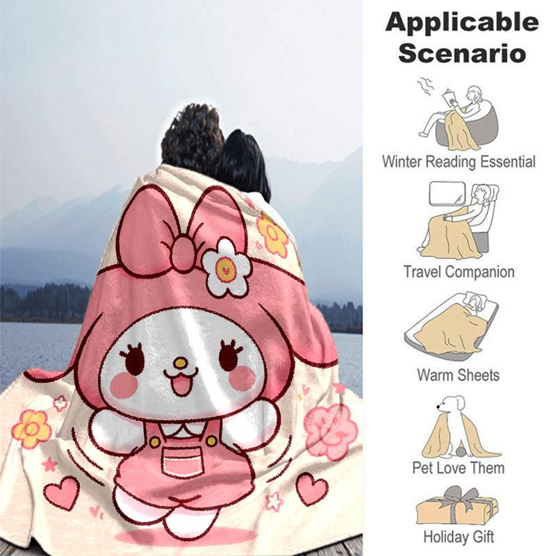 1pc Cartoon My Melody Blanket Room Decor, Soft Bedding Cover, Living Room, Travel, Camping, Car Blankets, Beach, Office Naps, Perfect Gift, All Season
