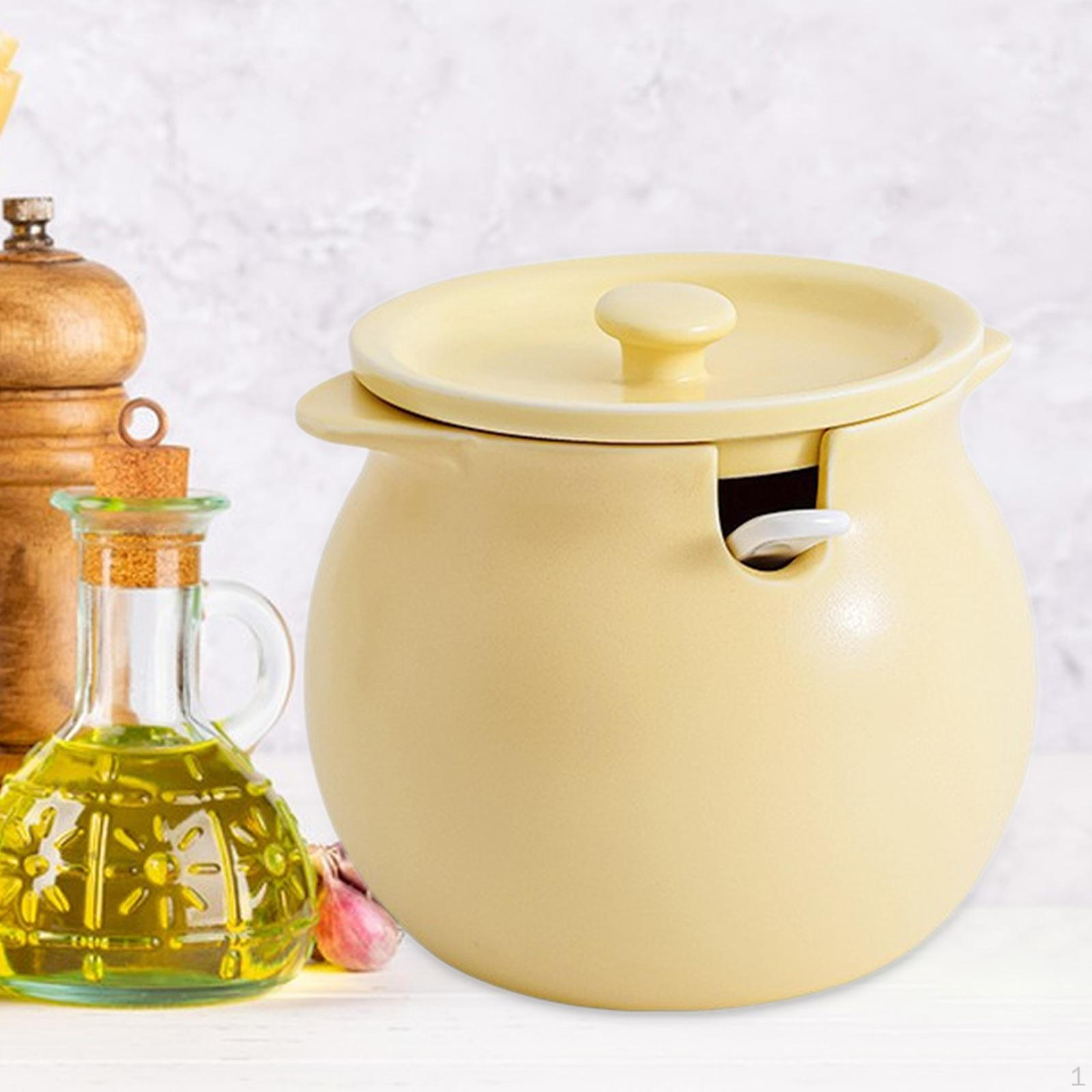 

Елегантний керамічний набір кухонних каністр з ложкою - стильна банка для зберігання приправ M жовтий