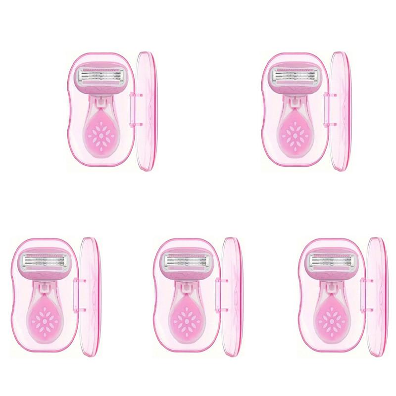 5PCS Women Safety Razor Blades 5-Layer Stainless Steel Blades for Face/ Leg/ Armpit/ Bikini Beauty Hair Removal Shaving Portable Lady Manual Shaver