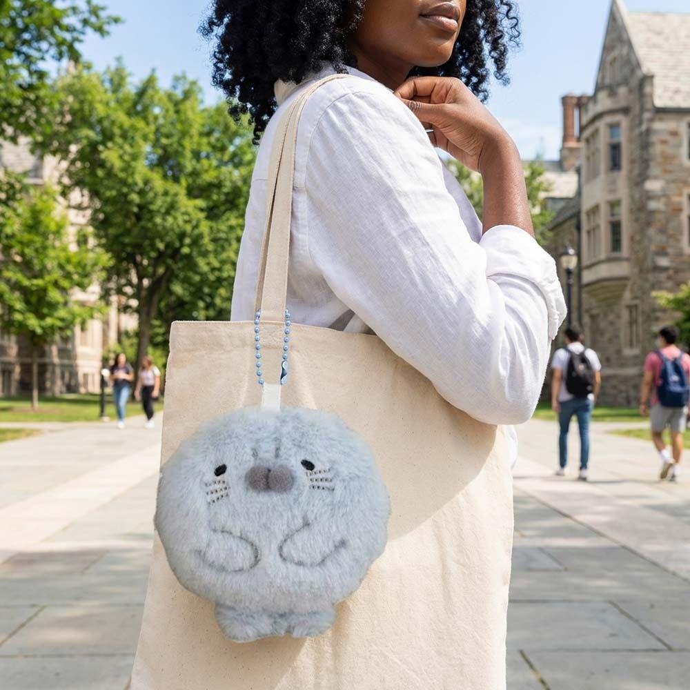 Metal Ring Seal Plush Keychain Bag Charms Seal Plush Key Ring Seal Doll Pendant  Women Girls