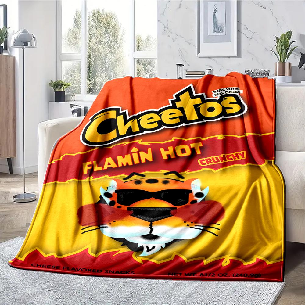 Cheetos Theme Printed Blanket - Perfect for Couch, Bed, Travel & Outdoor Use | Machine Washable, Cozy & Durable.