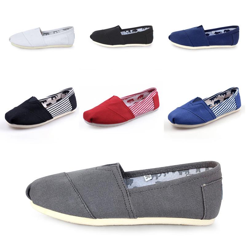 Unisex Solid Color Canvas Slip-On Shoes - Casual Mary Janes