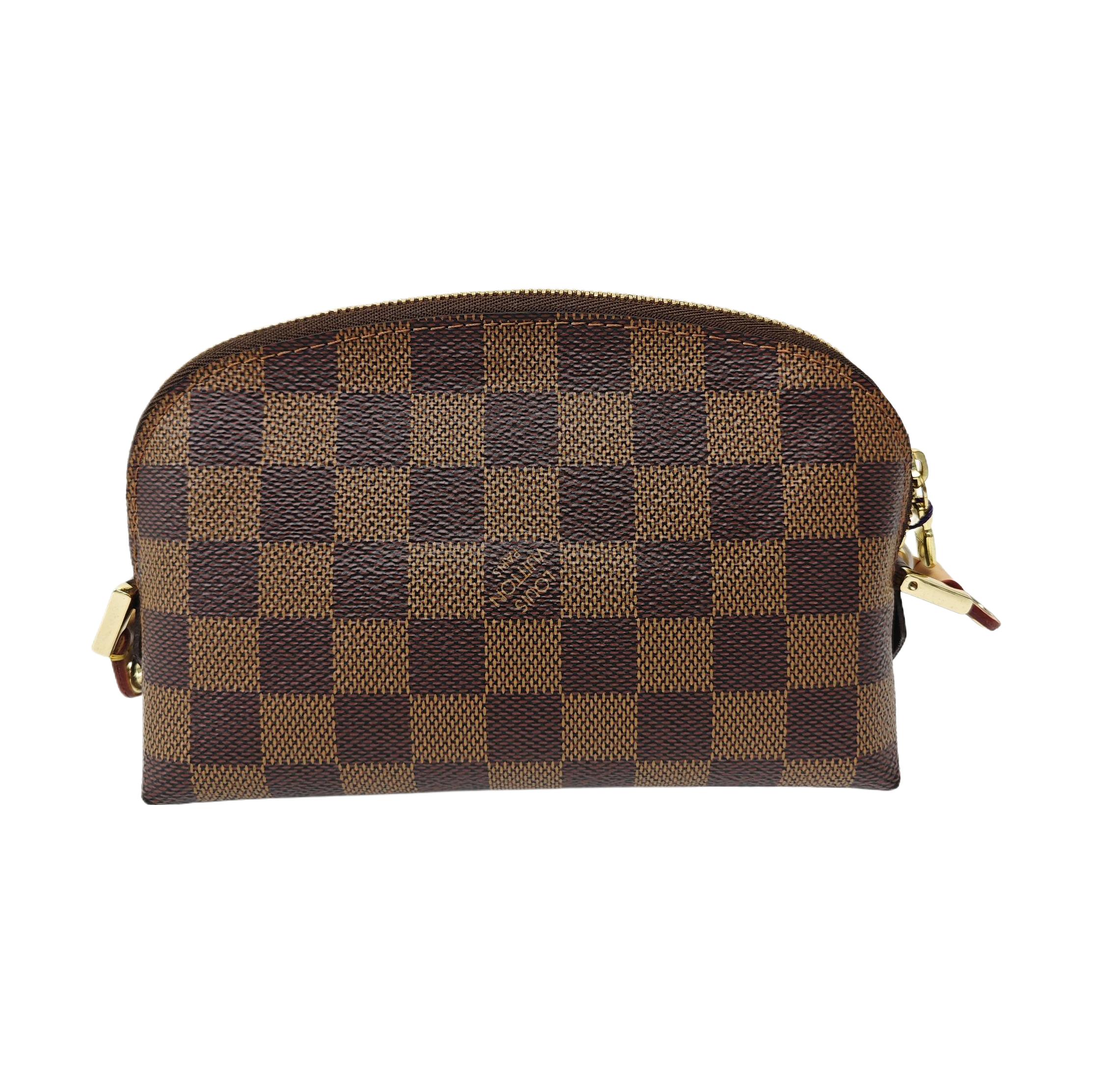 [Pre-Owned] Checkered Canvas Clutch Cosmetic Bag - Excellent #JT99ED ONE SIZE
