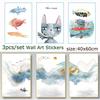 3pcs/set  Self-adhesive Decorative Wall Stickers Picture Warm Poster Home Layout Background Wallpape