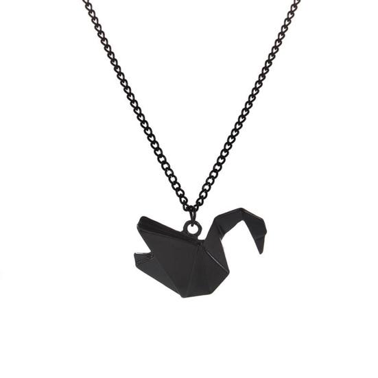 

Fashion Women Hollow Origami Cranes Swan Pendant Long Chain Necklace Jewelry Gift чёрный