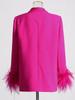 Women's 2025 Korean Style Shawl Collar Jacket with Ostrich Feather Spliced Design