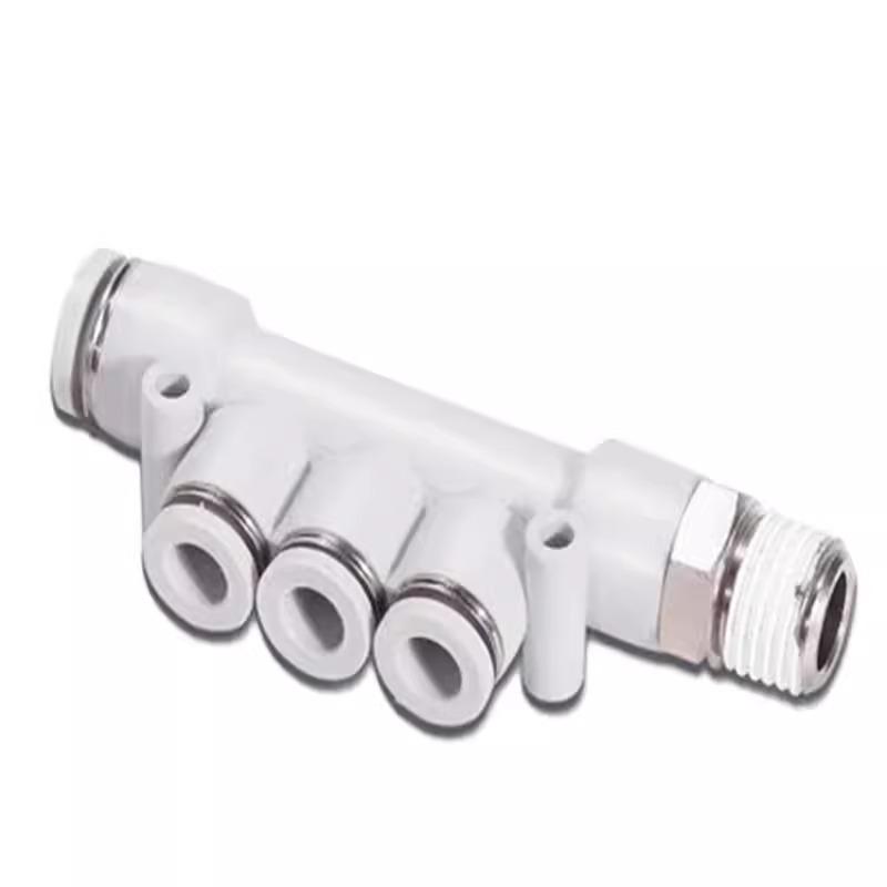 Pneumatic Quick-Connect Air Hose Five-Way Fitting, MPKD Threaded, Sizes: 4/6/8/10/12-01/02/03/04