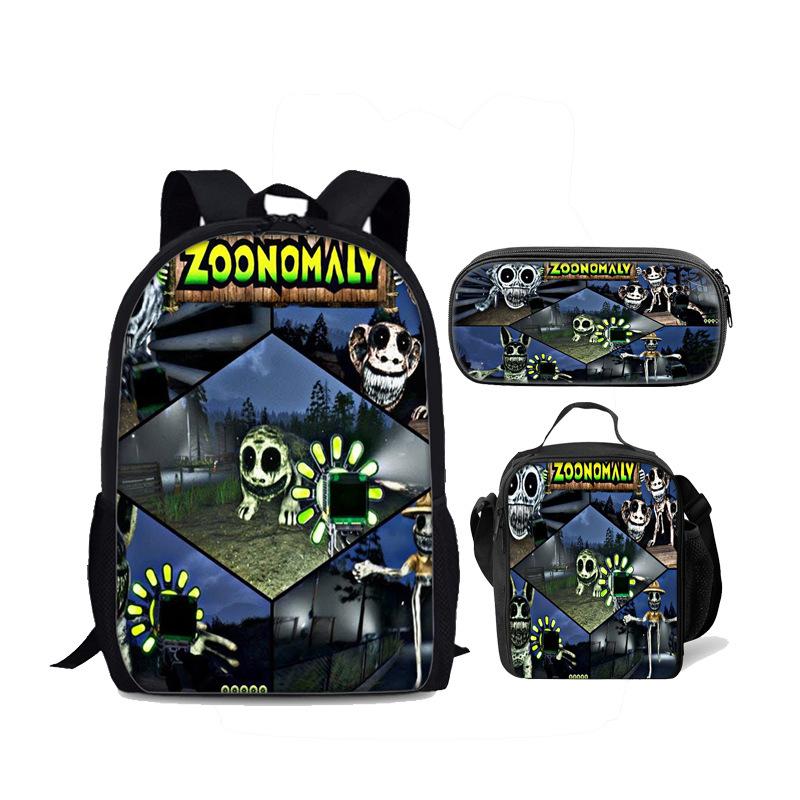 Beliebte jugendliche Neuheit Zoonomaly 3D-Druck 3 Stück/Set Studenten-Reisetaschen Laptop-Tagesrucksack Rucksack Brottasche Federmäppchen