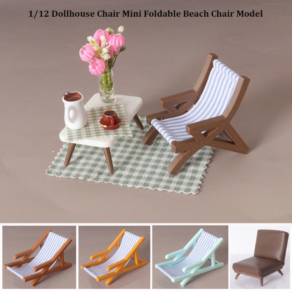 Plastic Foldable Beach Chair Model Mini Doll Summer Vacation Chair For OB11 Doll