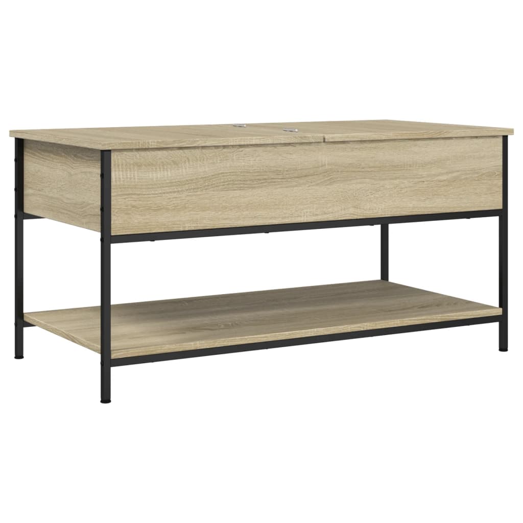 Coffee Table Sonoma Oak 100x50x50 cm Wood Based Material and Metal