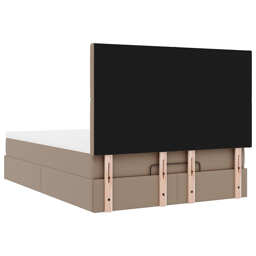 Ottoman Bed with Mattress Cappuccino Brown 140x200 cm Faux Leather
