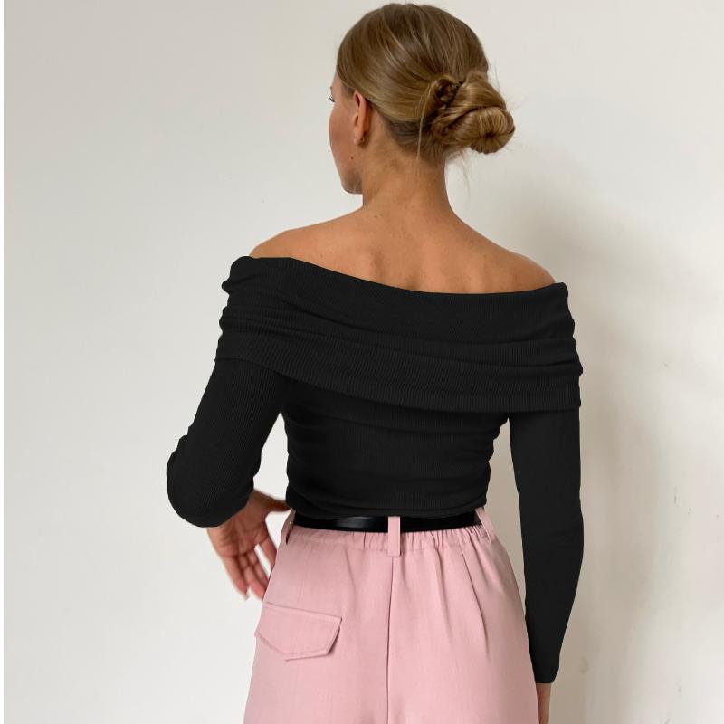 2026 New Sweater Spring and Autumn Women's Long-Sleeved T-Shirt Sexy Slim Fit Round Neck Long Sleeves Basic Knitted Sweater