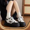Little White Shoes for Women In Autumn and Winter 2025 New Round Head Thick Sole Heightening Board Shoes Versatile Leather Lace-up Fashion Single Shoe