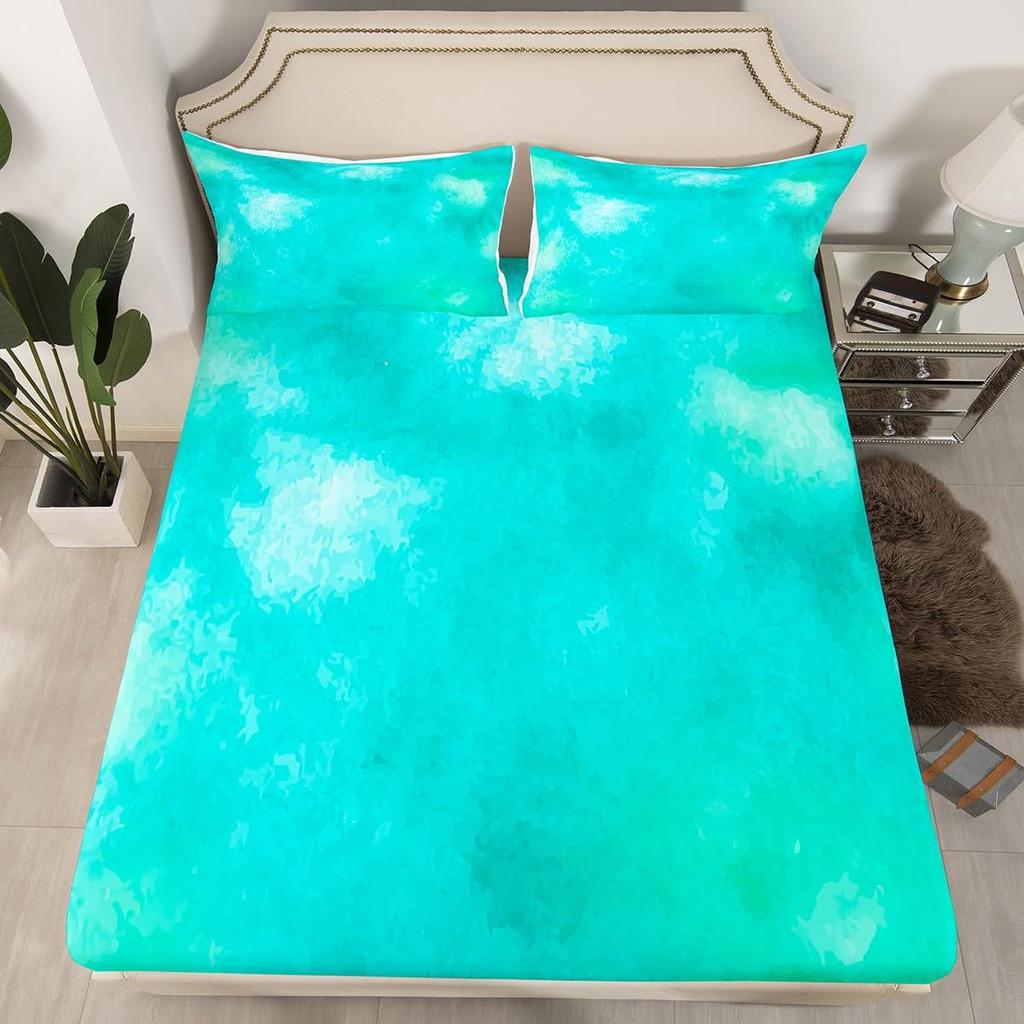 Simple And Gradual Change Purple And Blue Mattress Three-Piece Digital Printing Mattress Bedding Set Adult Children