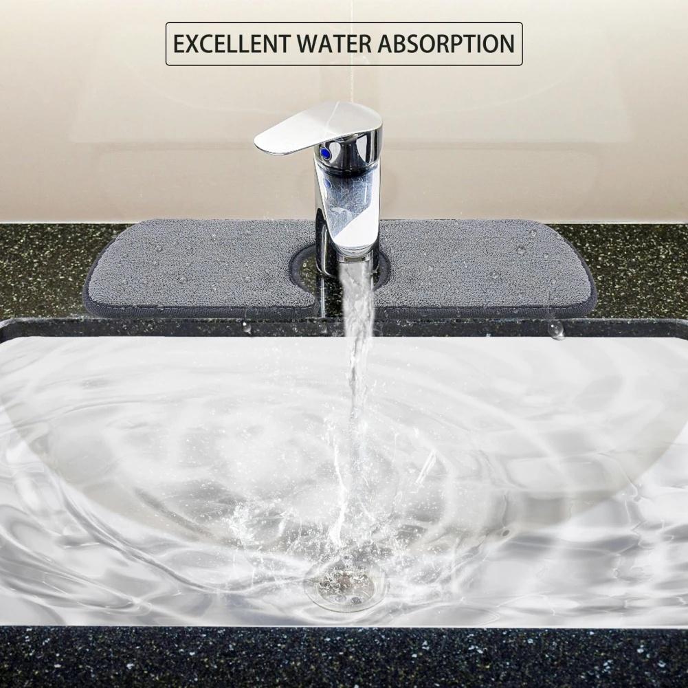 1Pc Kitchen Faucet Absorbent Mat Sink Splash Guard Microfiber Faucet Splash Catcher Countertop Protector for Kitchen Bathroom LS