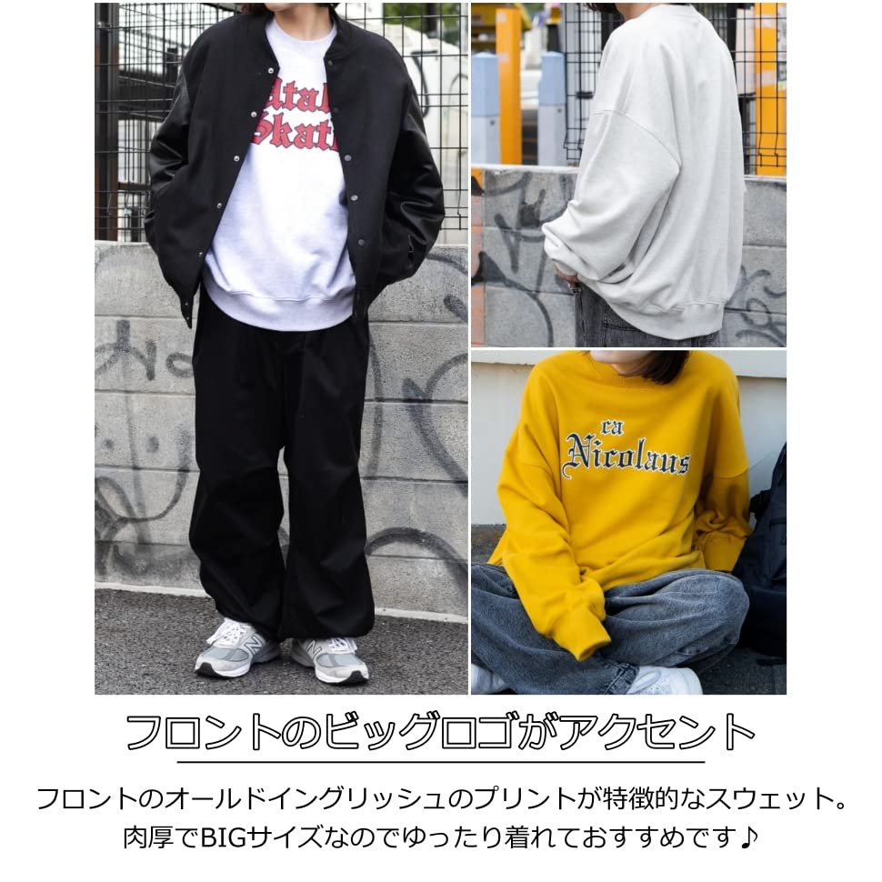 WEGO Heavyweight Old English Pullover Long Sleeve Size Gray Sonata Top, Unisex, Men's, M,