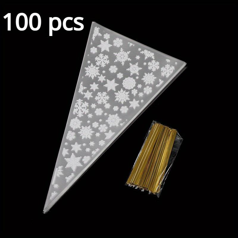 

100 шт. Треугольная сумка Рождественский кремовый кондитерский мешок с шестью печатными конфетами Подарочная треугольная сумка 100 pcs