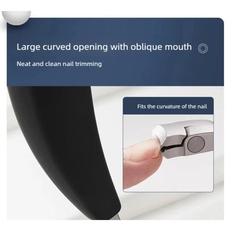 Curved Head Anti-splash Toenail Clippers Large Opening Design Professional Nail Cutter for Thick Hard Toenails Elderly Use
