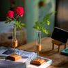 1Pc Flower Pot Durable Plant Transparent Wooden Stand Creative Vase Test Tube Hydroponic