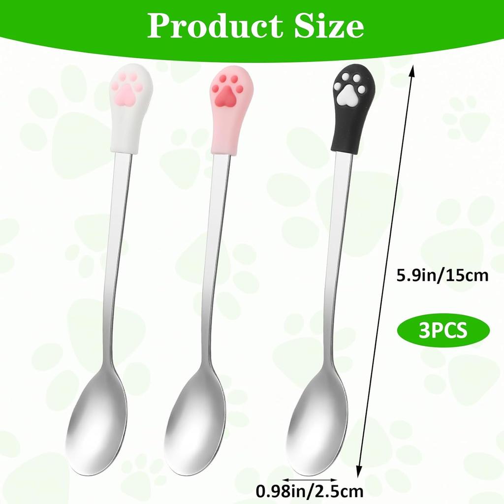 Cat Paw Spoons 3 Pcs. Taba Kids Cutlery Stainless Steel Tableware Kids Set