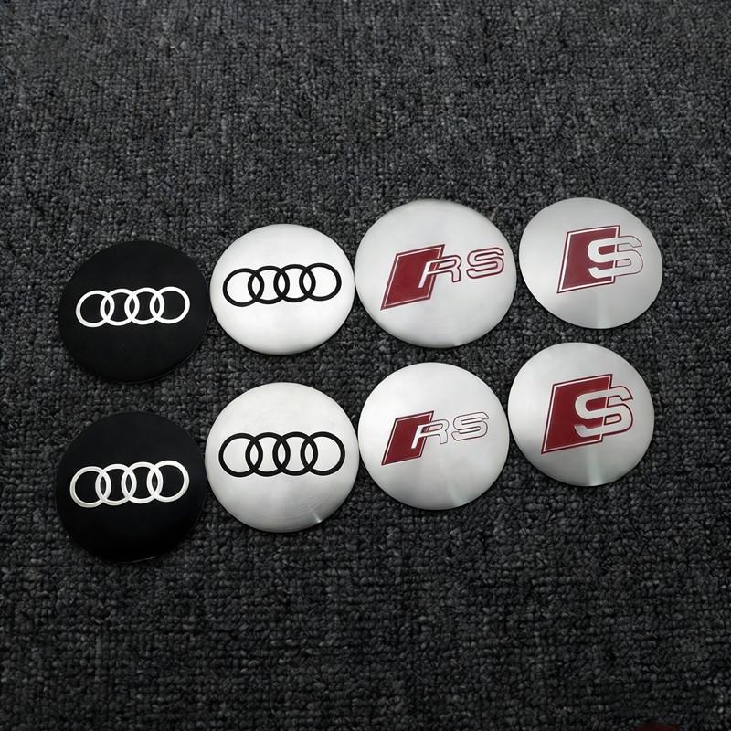 4PCS Car Badge Wheel Center Cover Stickers Hub Caps Decal 56mm/75mm/90mm For T3 A3 A4 A6 A7 A8 Q3 Q5 Q7 S3 S4 S5 S6 RS QW32s37