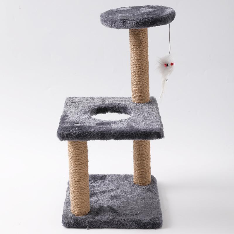 Cat Climbing Frame, Three-layer Sisal Cat Scratch Column, Toy to Relieve Boredom for Small and Medium-sized Cats