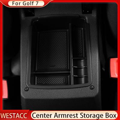 Car Central Armrest Storage Box Container Holder Tray for Volkswagen VW Golf 7 Mk7 VII 5G GT I R 2013- Organizer