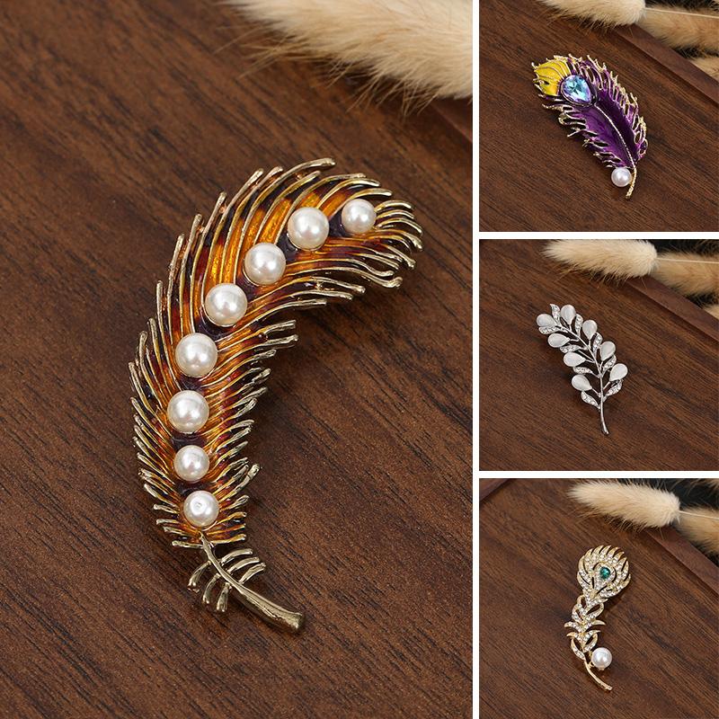 1 buc Ac cu strasuri Retro cu diamante încrustate Pentru femei Broșă cu pene Multicolor Bijuterii Cadouri Accesorii de îmbrăcăminte