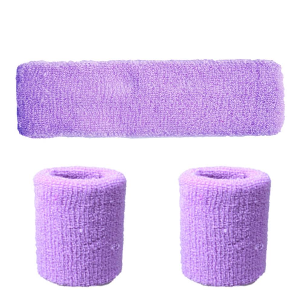 

Unisex Polyester Elastic Wristband Headband Set Breathable Basketball Sweatband світло-фіолетового кольору